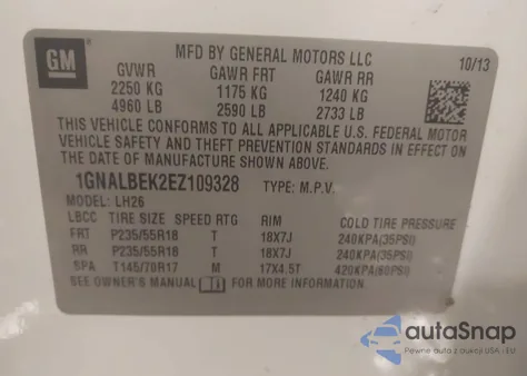 2014 Chevrolet Equinox 1Lt from USA, damaged, VIN 1GNALBEK2EZ109328
